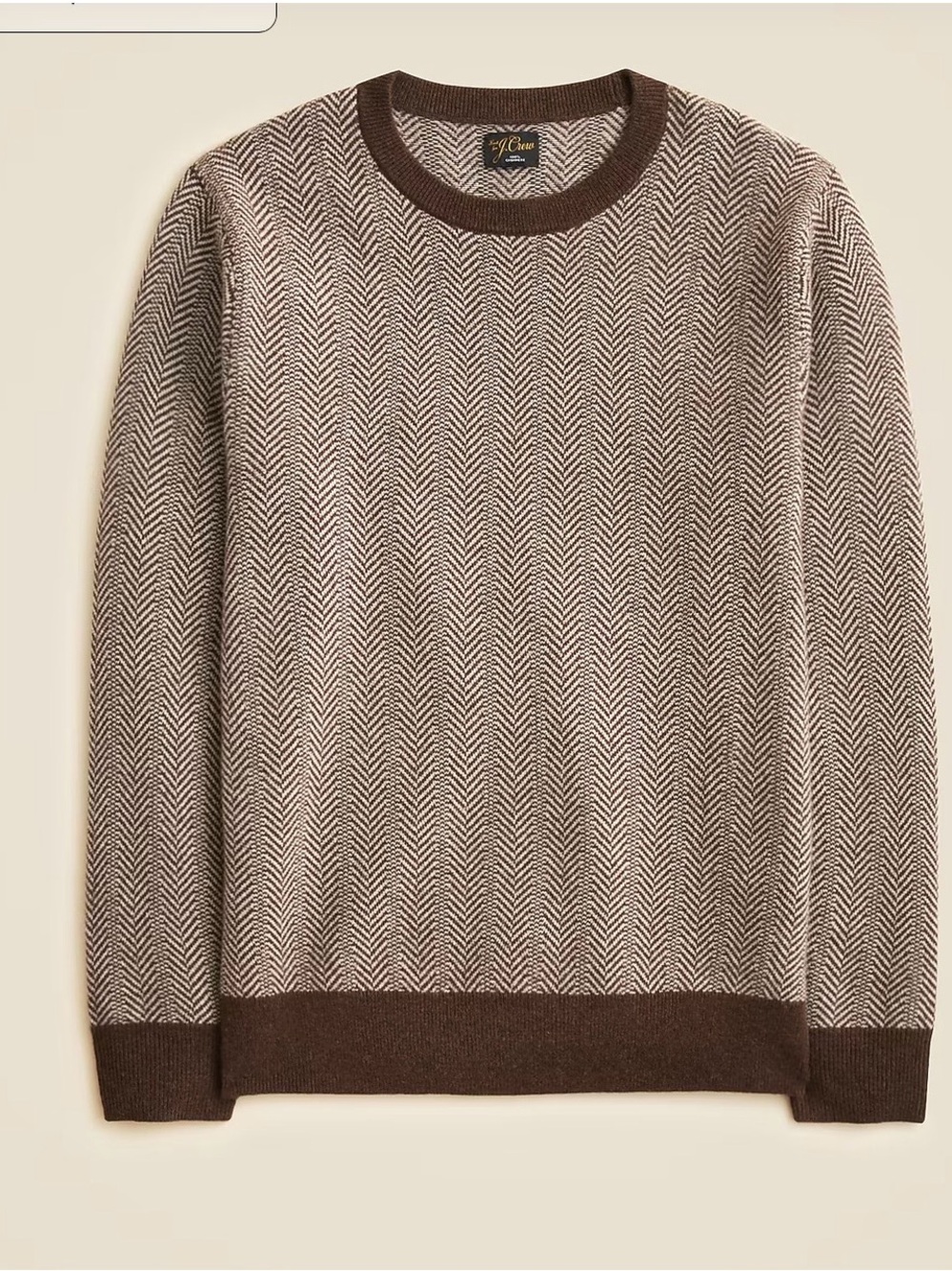 J. Crew Men’s  jacquard herringbone 100% cashmere Crewneck Sweater M new medium